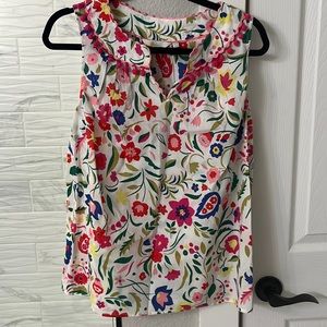 Boden size 14 pink floral short sleeve blouse